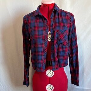 Divided Red and Blue Plaid Button Down Shirt SM255